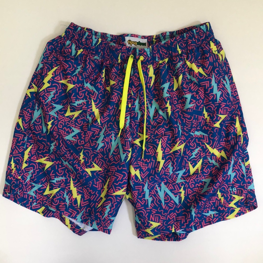 Tipsy Elves vintage-inspired 80s swim trunks size L